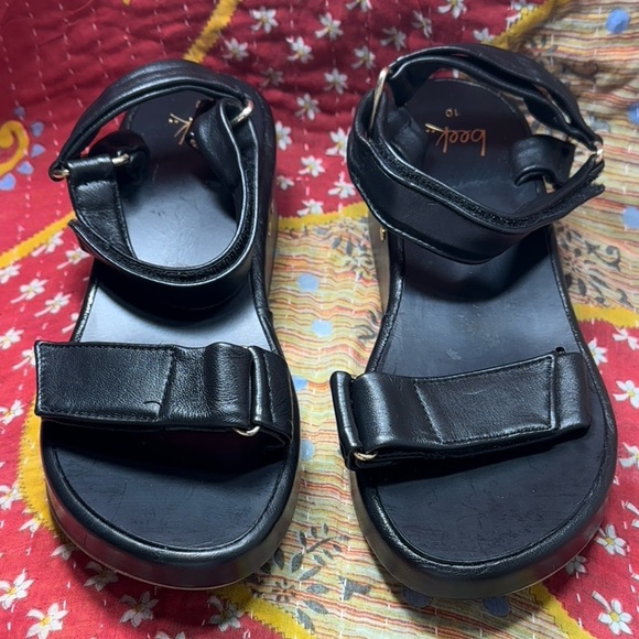 Beek Roo Black Leather Platform Sandal - Size 10 - Picture 3 of 8